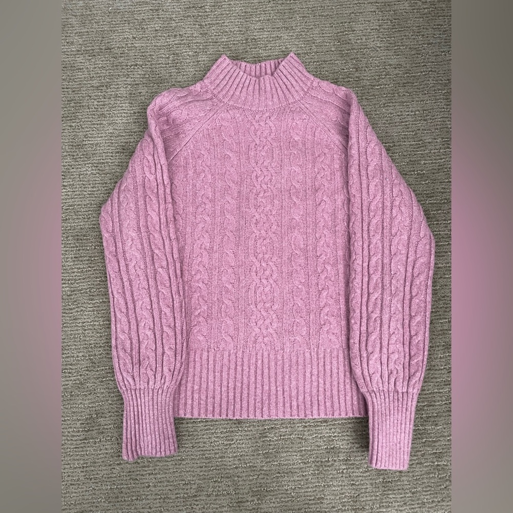 Rachel Zoe Lilac Cable Knit Turtleneck Sweater